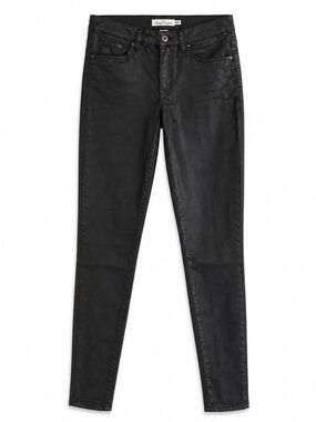 H&M Black Wax Skinny Jeans,  Faux Leather Look – Size 10 Like New